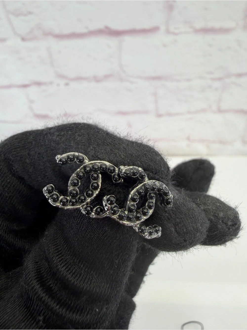 Chanel Black CC Crystal Ruthenium Studs Earrings